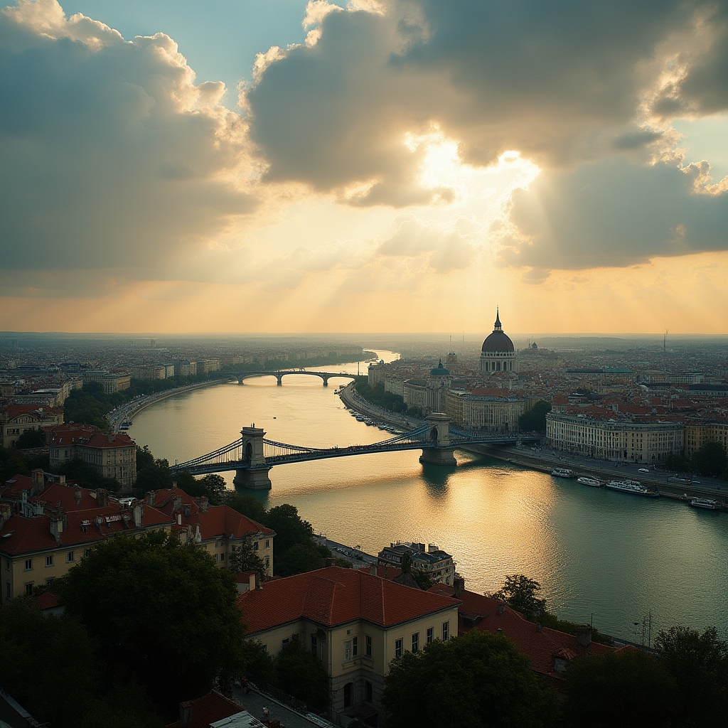 Budapest látképe a Halászbástyáról nézve